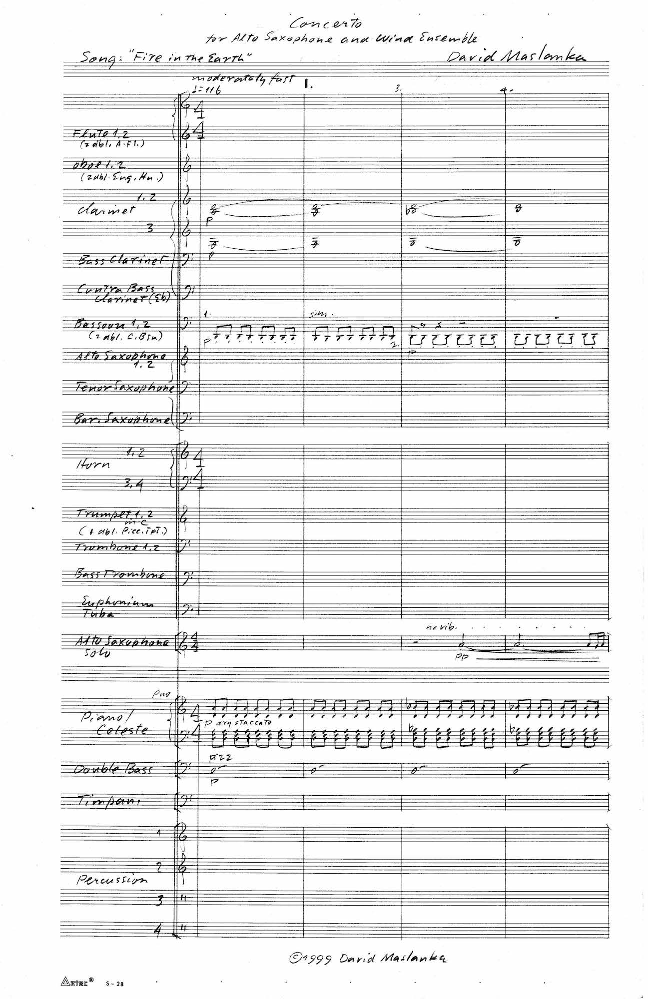 Concerto for Alto Saxophone and Concert Band Score and Parts 