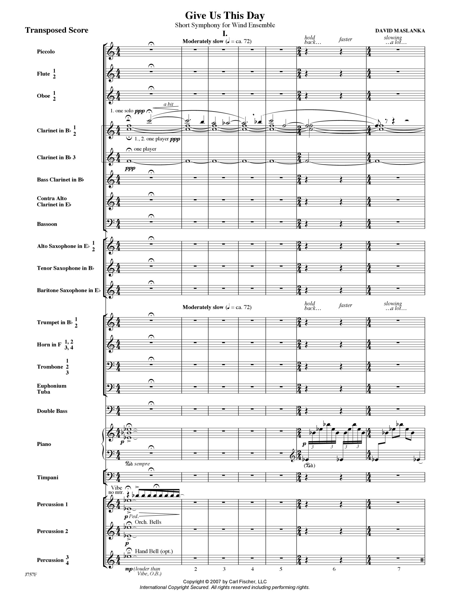 Give Us This Day Short Symphony For Wind Ensemble David Maslanka