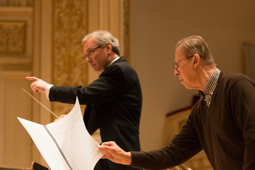 David Maslanka working with Dr. Timothy Mahr at Carnegie Hall