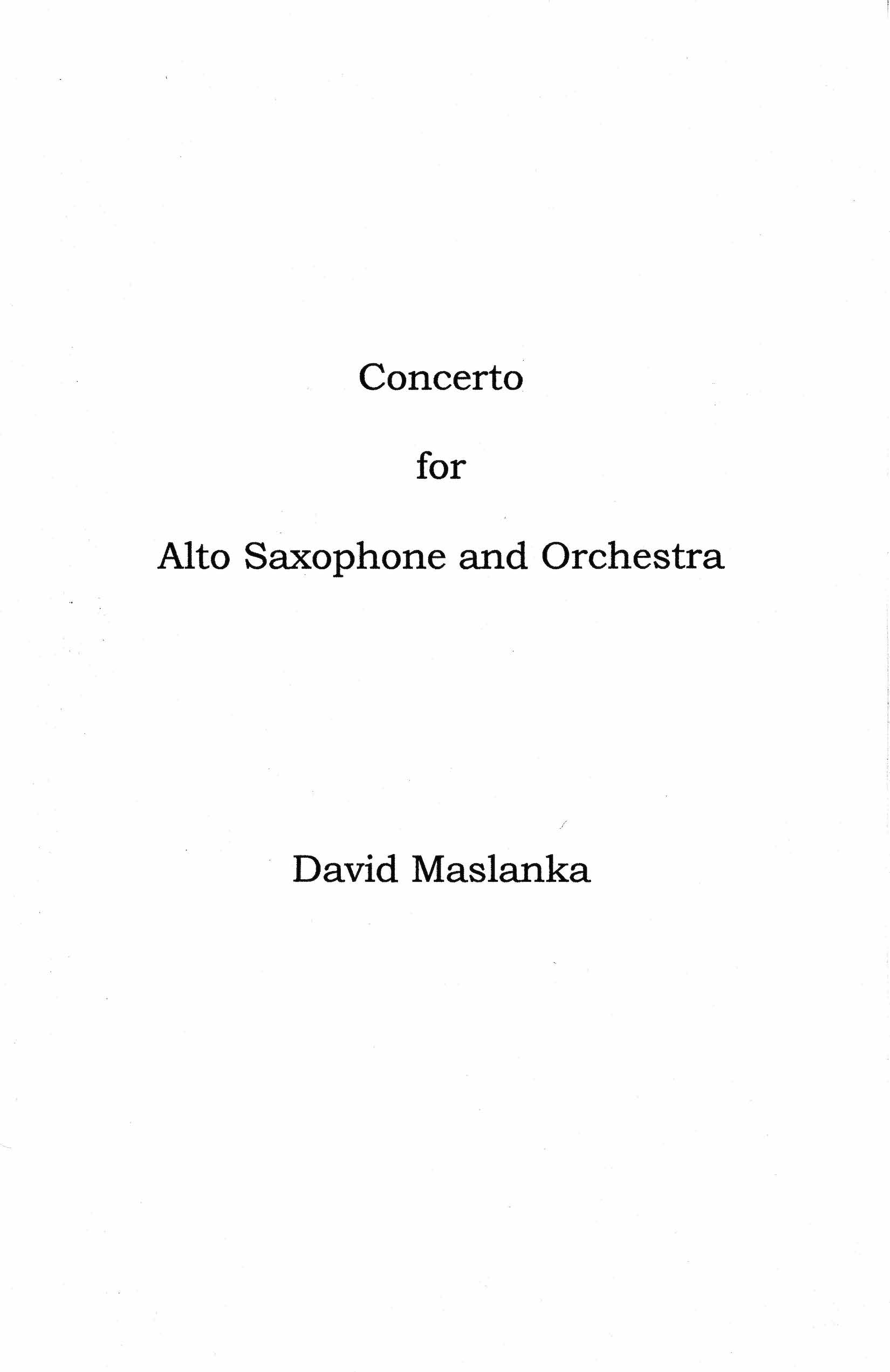 Concerto for Alto Saxophone and Orchestra Cover